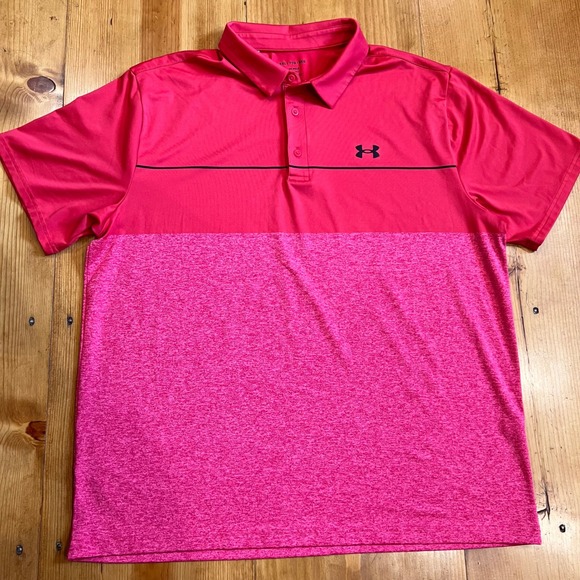 Under Armour Other - Under Armour Mens Playoff Polo Shirt XXL Pink Colorblock Heathered Golf Top A10